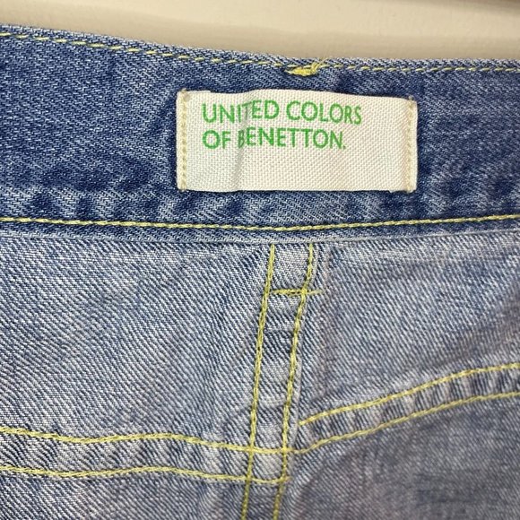 United Colors Of Benetton Distressed Flared Denim Skirt US/8 - Picture 6 of 9